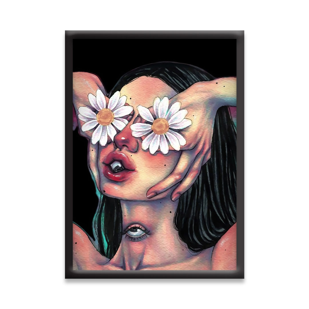 Floral Eyes & Inner Sight – Modern Psychedelic Art Print | Simple Abstract Art