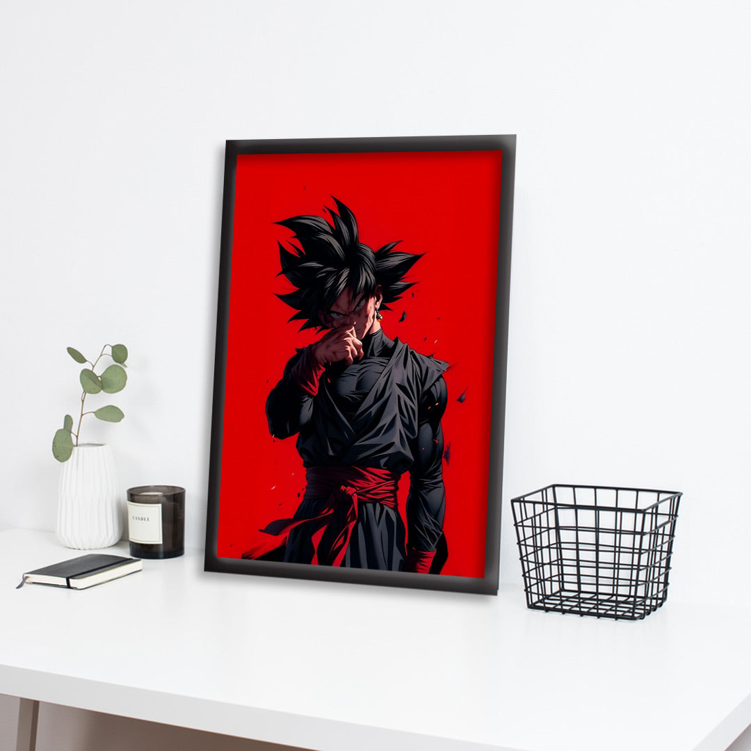 Dark Goku | Dekorama Framed Wall Art | Anime Wall Frames | Framed Paintings - Matt Black Frame (Black Framed)