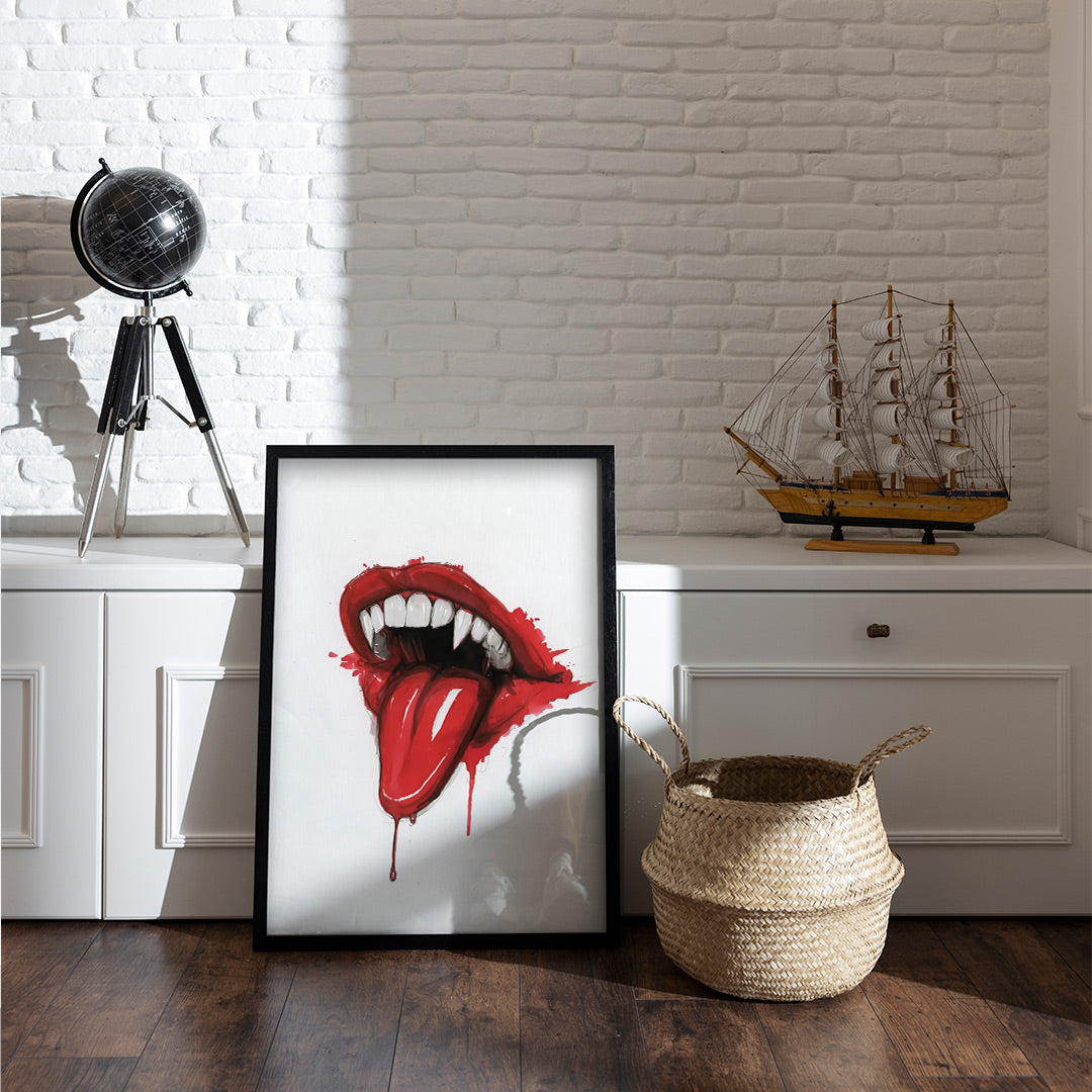 Bloodlust – Bold Vampire Lips Wall Art | Dark Fantasy Poster