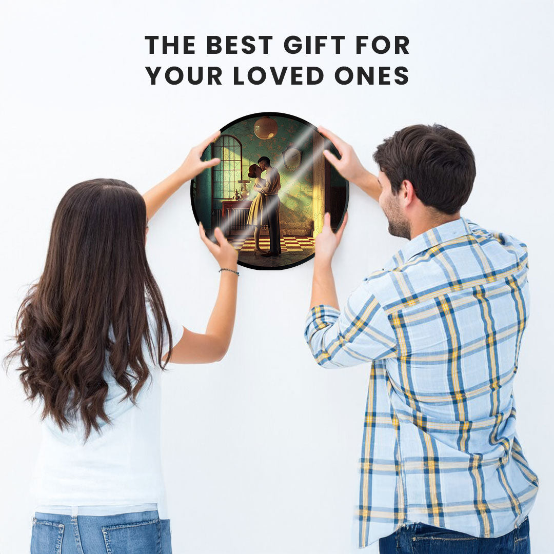 Jurojin Junction Circular Frame Jigsaw Puzzle for Couples  | Couple Puzzles | 160 Piece Circular Jigsaw Puzzle for Adults & Kids above 15+ Years | Puzzle Games for Couples