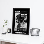 Eren Yeager X Titan | Attack On Titan Framed Poster | Anime Framed Posters - Matt Black Frame ( Black Framed, Eren Titan Art)