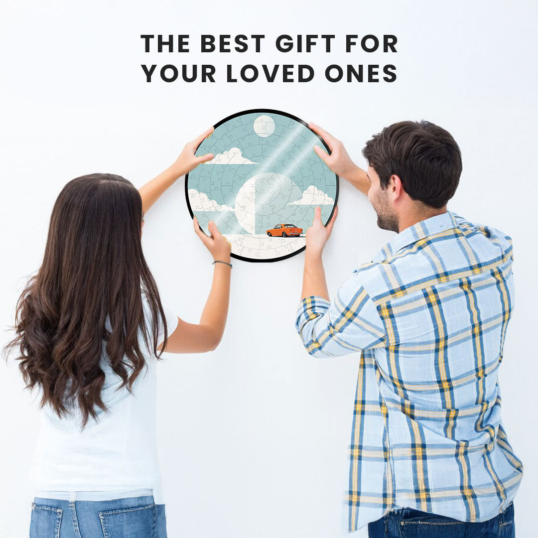 Jurojin Junction Circular Frame Jigsaw Puzzle for Couples  | Car Puzzles | 160 Piece Circular Jigsaw Puzzle for Adults & Kids above 15+ Years | Puzzle Games for Car Lovers