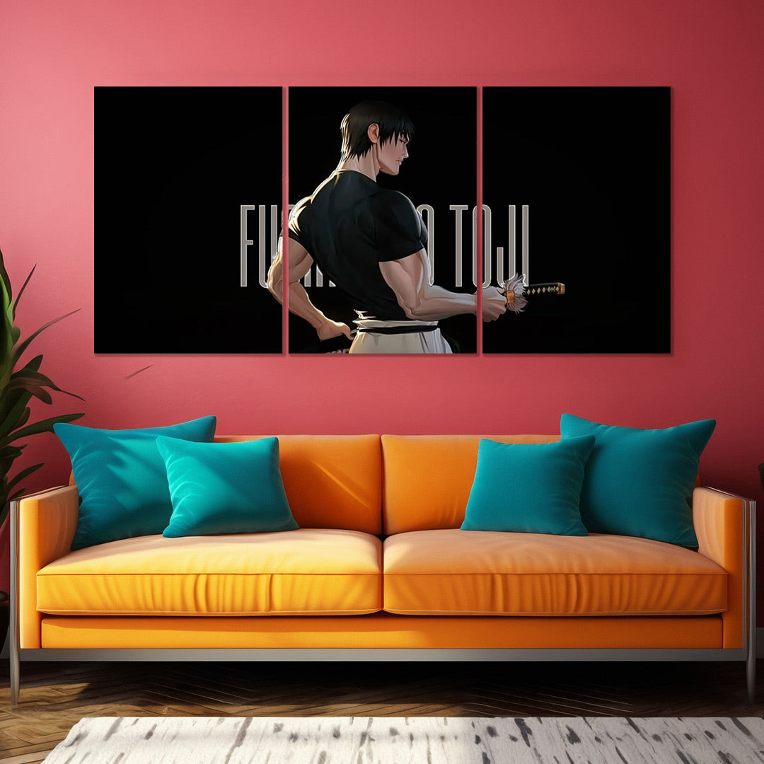 Jujutsu Kaisen | Toji Fushiguro | Split Wall Poster| Sword Pose Anime Canvas Art