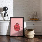 Wrapped in Love – Emotional Red Heart Illustration Poster | Unique Modern Love Wall Decor