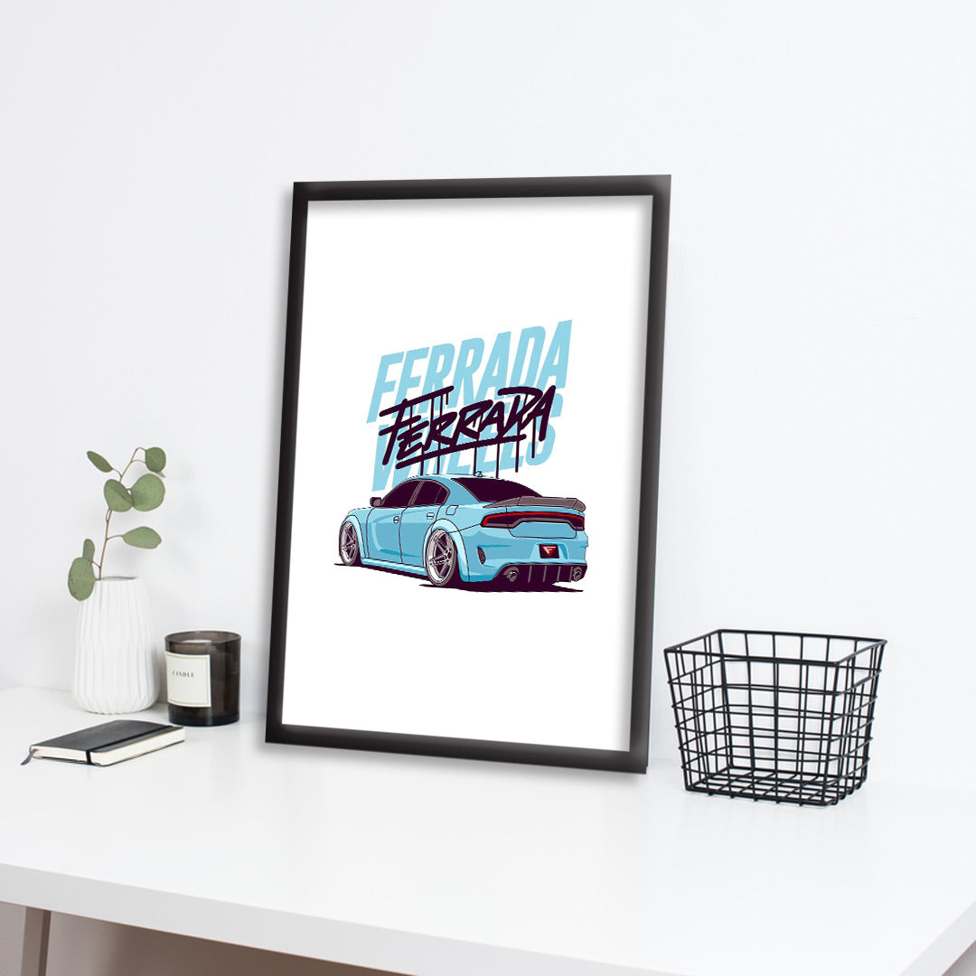 Ferrada Blue Dodge Charger Poster – JDM Car Wall Art | Dekorama Framed Wall Art |  Cars Framed Posters