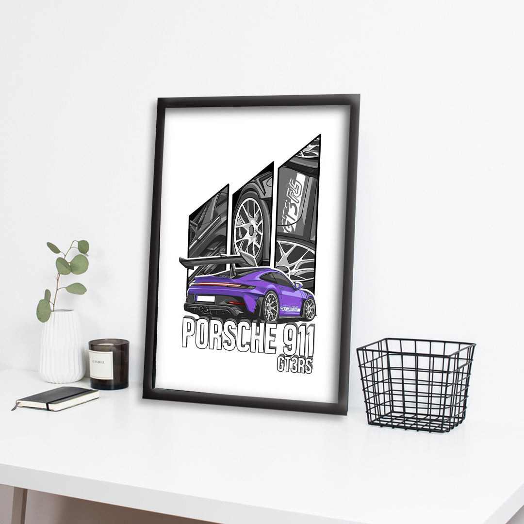 Porsche 911 GT3RS | Supercar Framed Poster | Car Framed Posters - Matt Black Frame