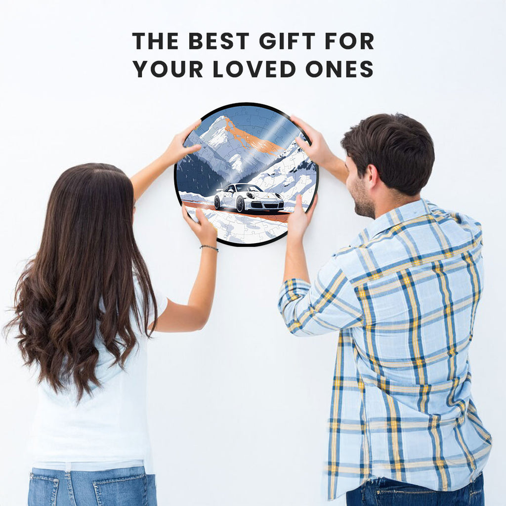 Jurojin Junction Circular Frame Jigsaw Puzzle for Couples  | Porsche Puzzles | 160 Piece Circular Jigsaw Puzzle for Adults & Kids above 15+ Years | Puzzle Games for Car Lovers