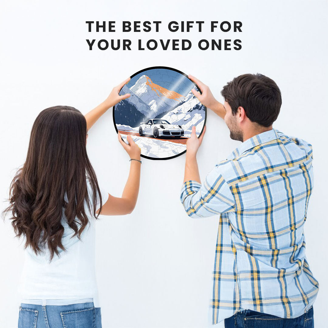 Jurojin Junction Circular Frame Jigsaw Puzzle for Couples  | Porsche Puzzles | 160 Piece Circular Jigsaw Puzzle for Adults & Kids above 15+ Years | Puzzle Games for Car Lovers