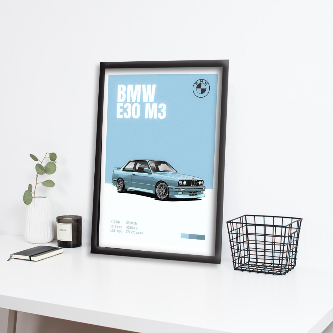 BMW M3 | Car Framed Poster | BMW E30 Classic  Framed Posters