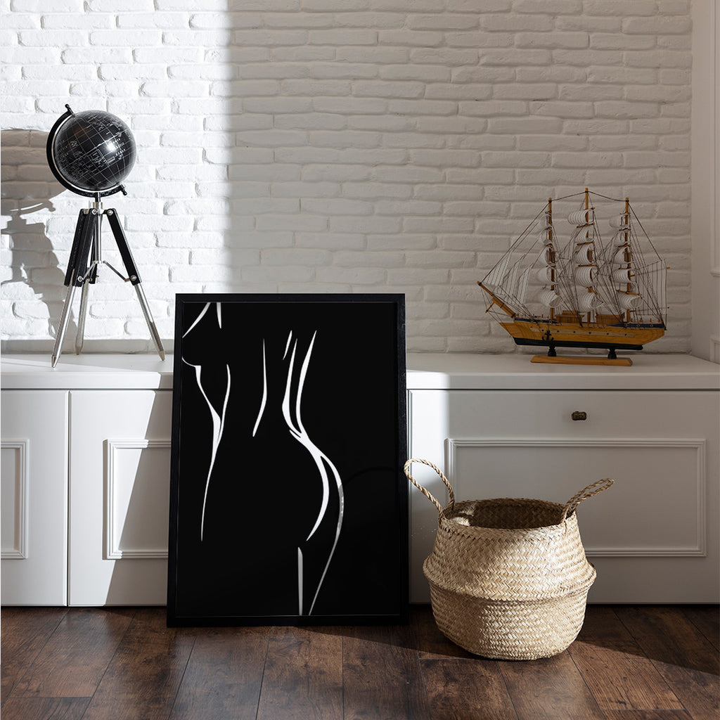 Minimalist Nude Line Art Poster – Black & White| Sketch Line Painting | Simple Abstract Art