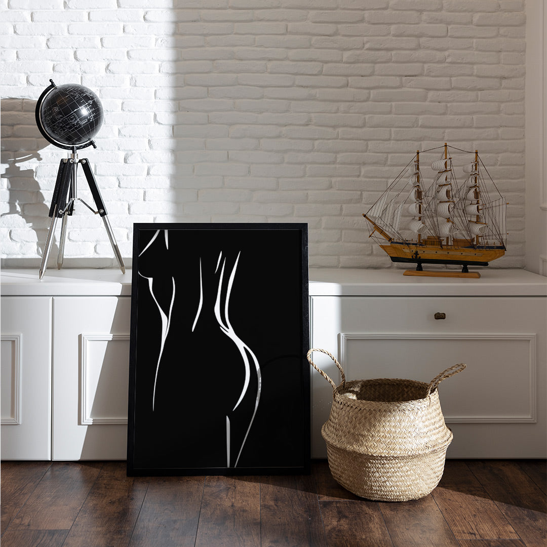 Minimalist Nude Line Art Poster – Black & White| Sketch Line Painting | Simple Abstract Art