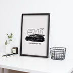 Porsche 911 | Car Framed Poster | Porsche  Framed Posters (Black Framed, Hot car)
