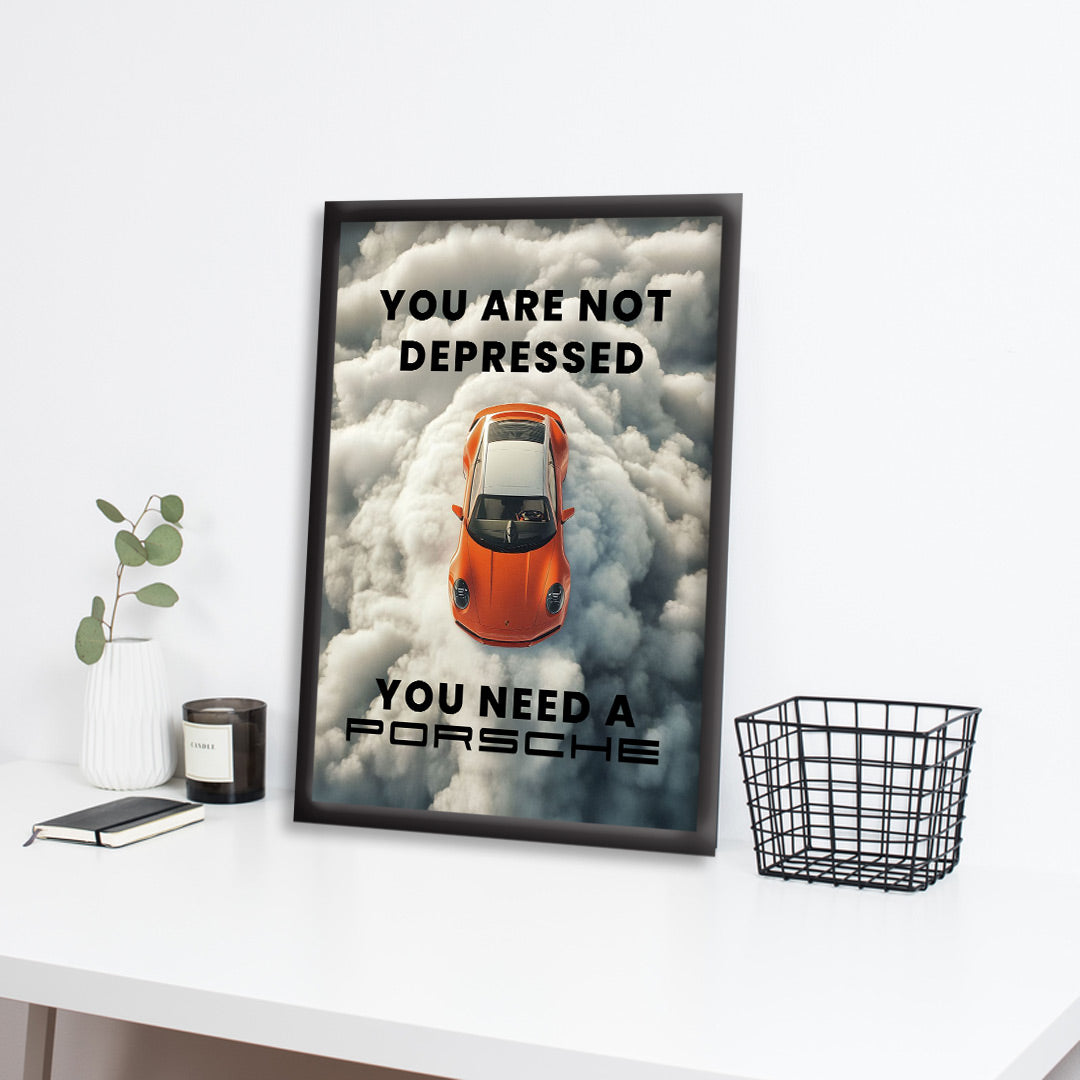 Porsche | Quote Car Framed Poster | Porsche 911 Framed Posters - Matt Black Frame (Black Framed, GTR Skyline)