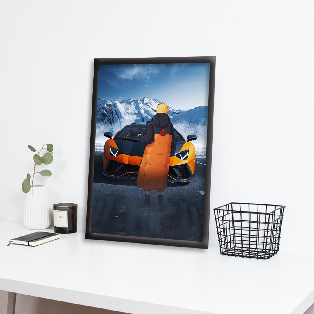 Naruto X Lamborgini | Dekorama Framed Wall Art | Anime Wall Frames | Naruto Poster