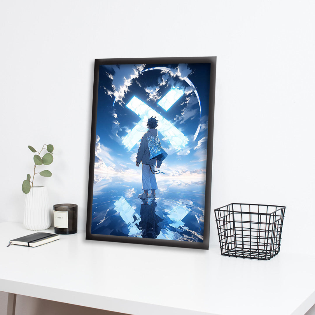 Dreamwalker Anime Poster – Surreal Sky Reflection | Dekorama Framed Wall Art | Anime Wall Frames & Posters