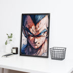 Vegeta Blue God Transformation | Dekorama Framed Wall Art | Anime Wall Frames | Framed Paintings - Matt Black Frame