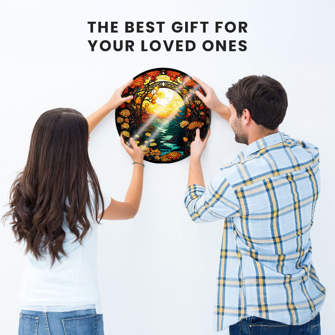 Jurojin Junction Circular Frame Jigsaw Puzzle for Couples  | Autumn Serenity” – 160-Piece Framable Circular Jigsaw Puzzle  for Adults & Kids above 15+ Years | Puzzle Games for Couples