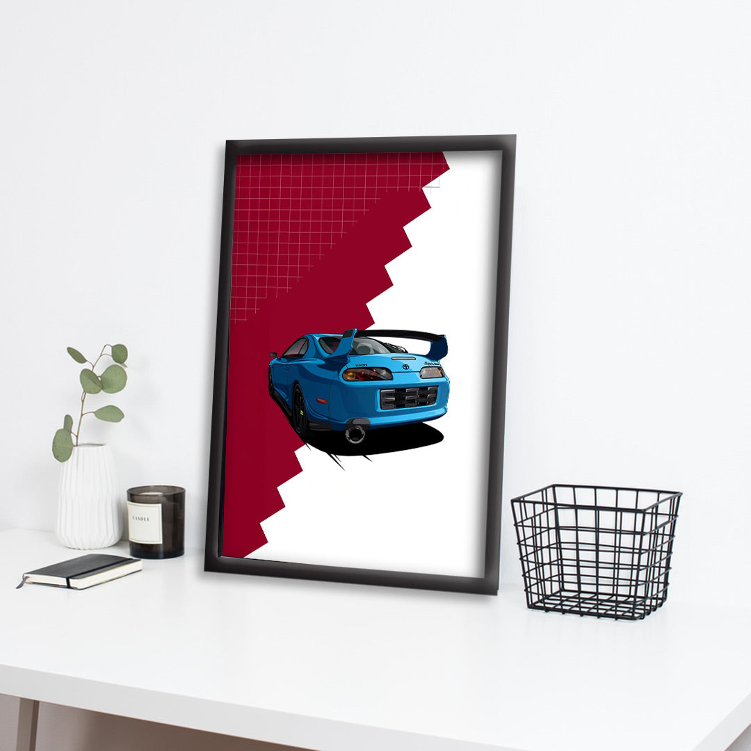 Toyota Supra | Car Framed Poster | Toyota Supra Framed Posters (Black Framed, Classic car)