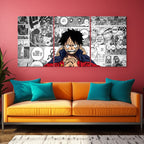 One Piece | Monkey D. Luffy | Nika Manga Split Wall Poster | Color & Black-White Anime Canvas