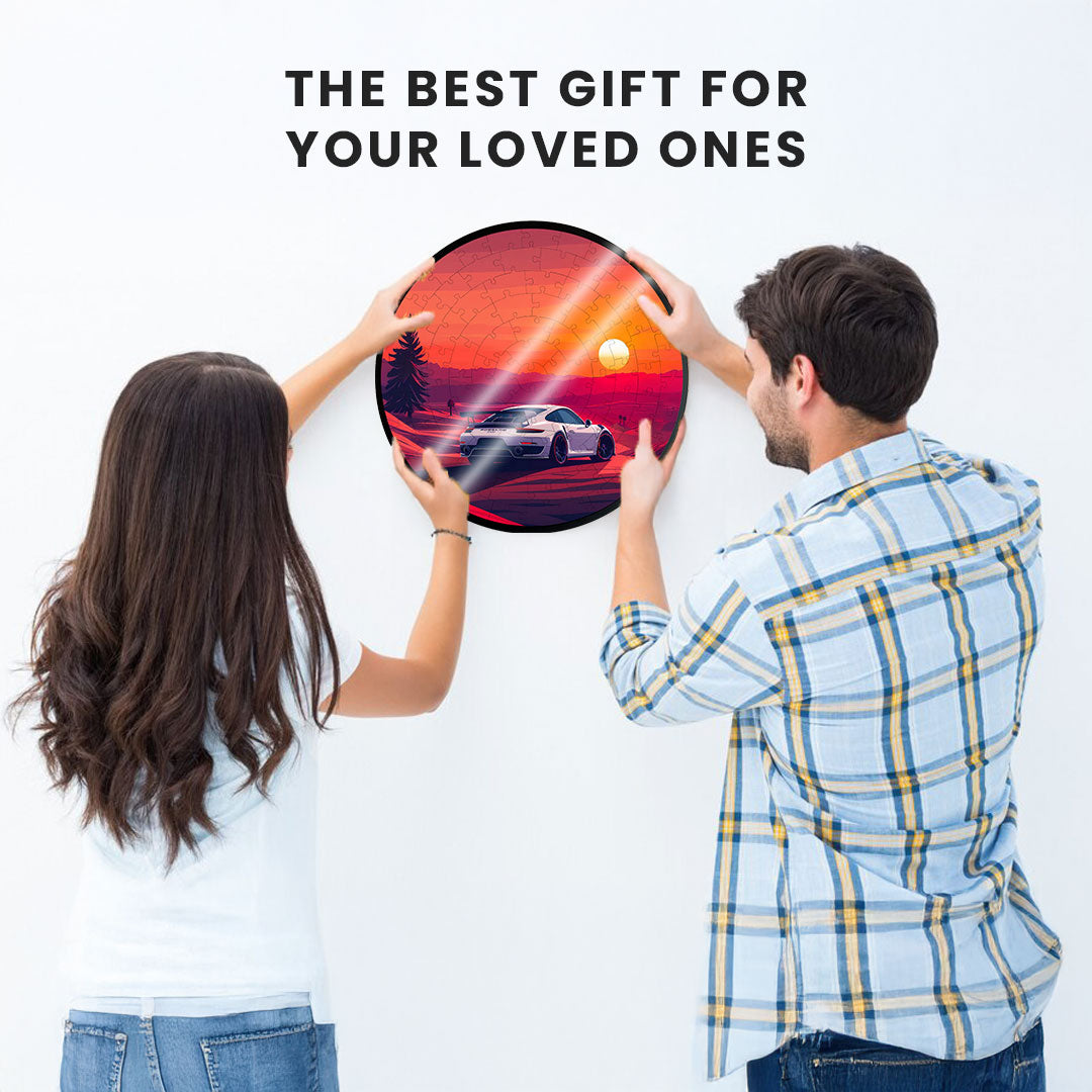 Jurojin Junction Circular Frame Jigsaw Puzzle for Couples  | Porsche Puzzles | 160 Piece Circular Jigsaw Puzzle for Adults & Kids above 15+ Years | Puzzle Games for Car Lovers
