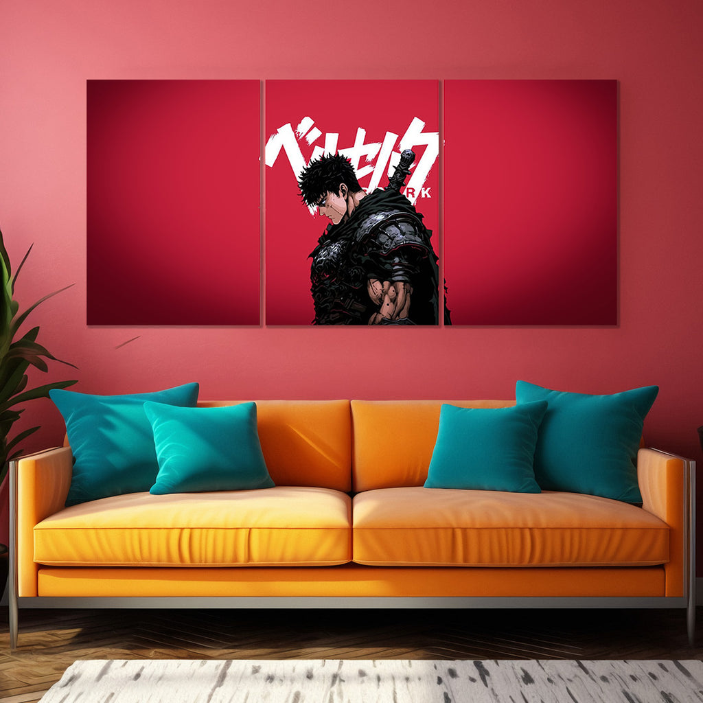 Berserk Guts | Split Wall Poster | Anime Canvas Art with Japanese Text