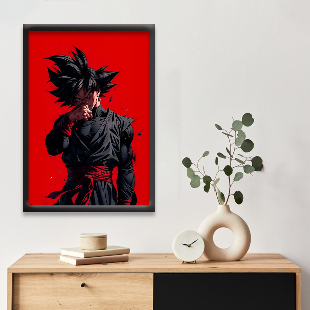 Dark Goku | Dekorama Framed Wall Art | Anime Wall Frames | Framed Paintings - Matt Black Frame (Black Framed)