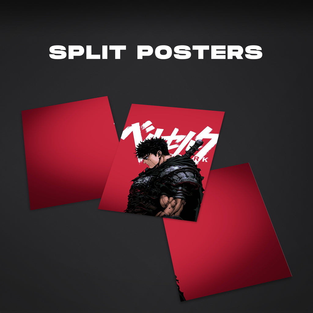 Berserk Guts | Split Wall Poster | Anime Canvas Art with Japanese Text