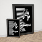Abstract Female | Silhouette with Striped Light Poster– Black & White| Sketch Line Painting | Simple Abstract Art