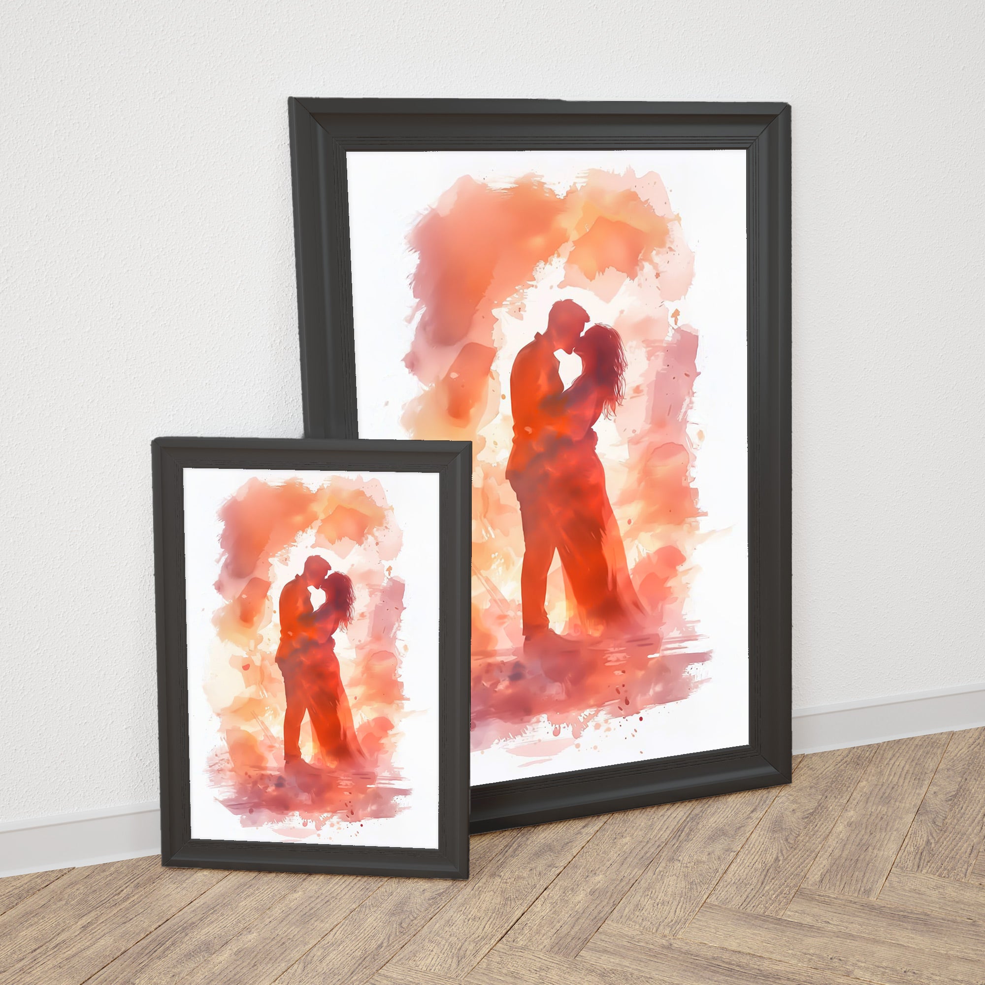 Love in Bloom – Abstract Watercolor Couple Embrace Poster