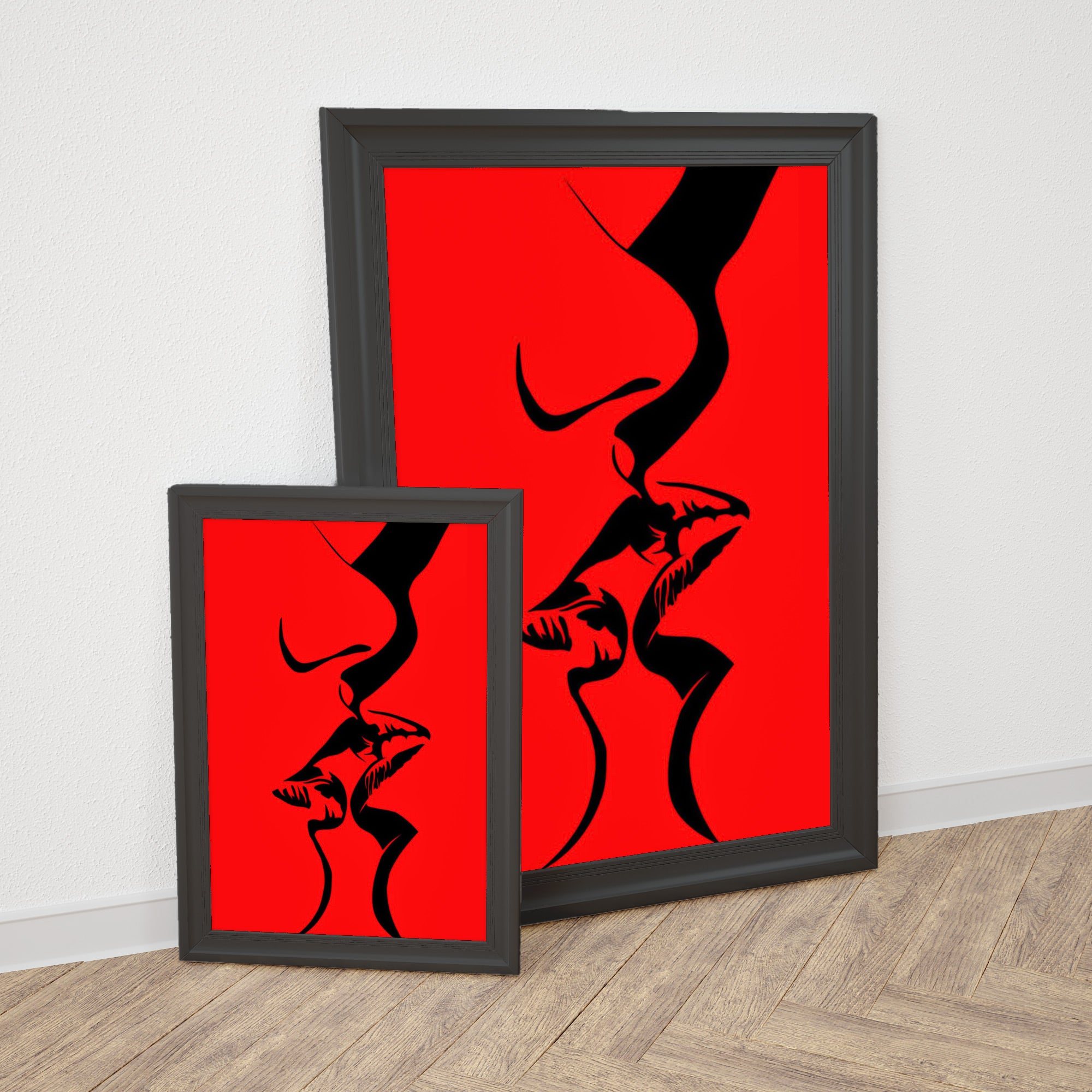 Kiss People | Kissing Love Lips | Simple Abstract Art