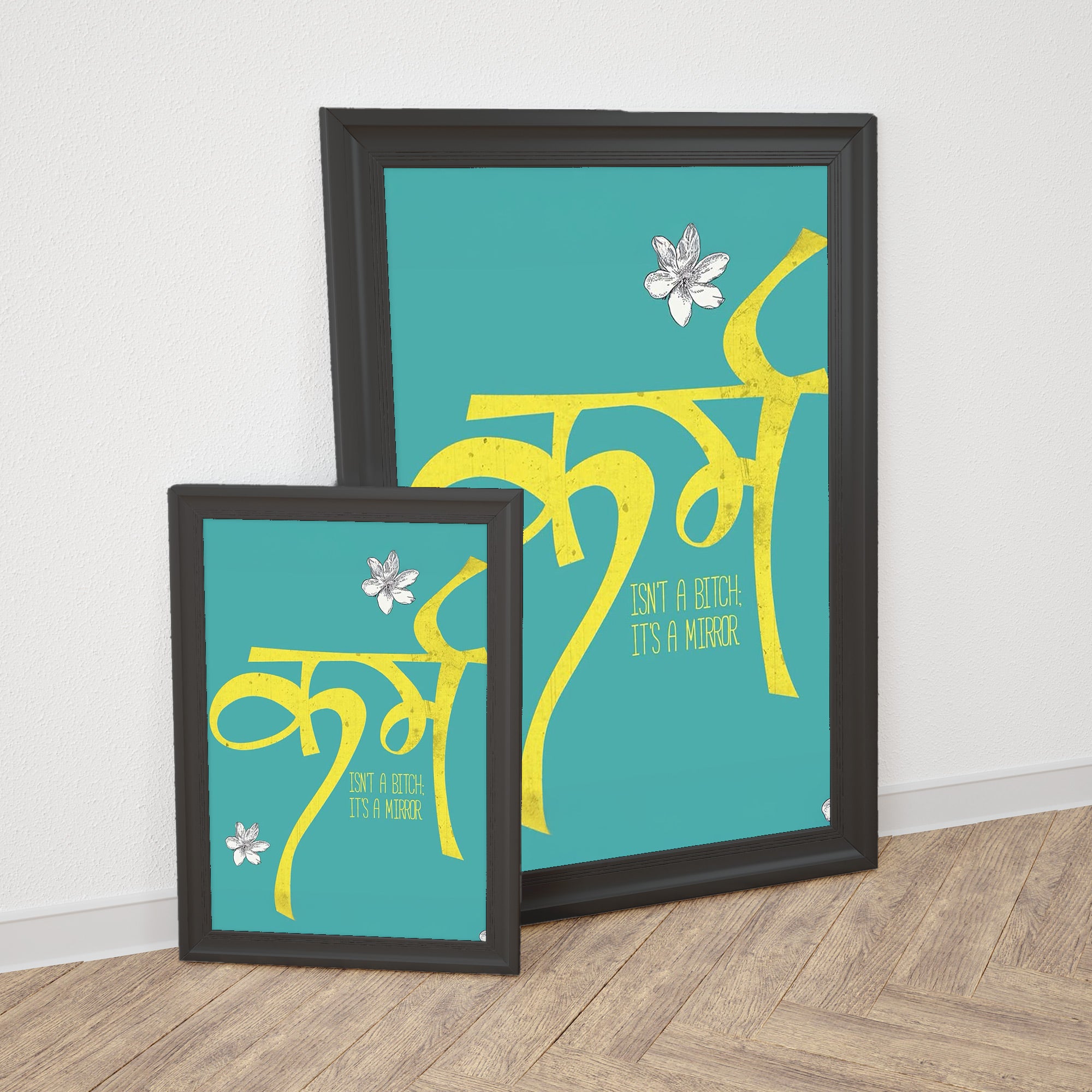 Karam Quote Art | Quote Wall posters | Black Framed poster
