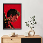 Roronoa Zoro Vector Art | One Piece Framed Poster | Anime Framed Posters - Matt Black Frame (Black Framed, Roronoa Zoro)