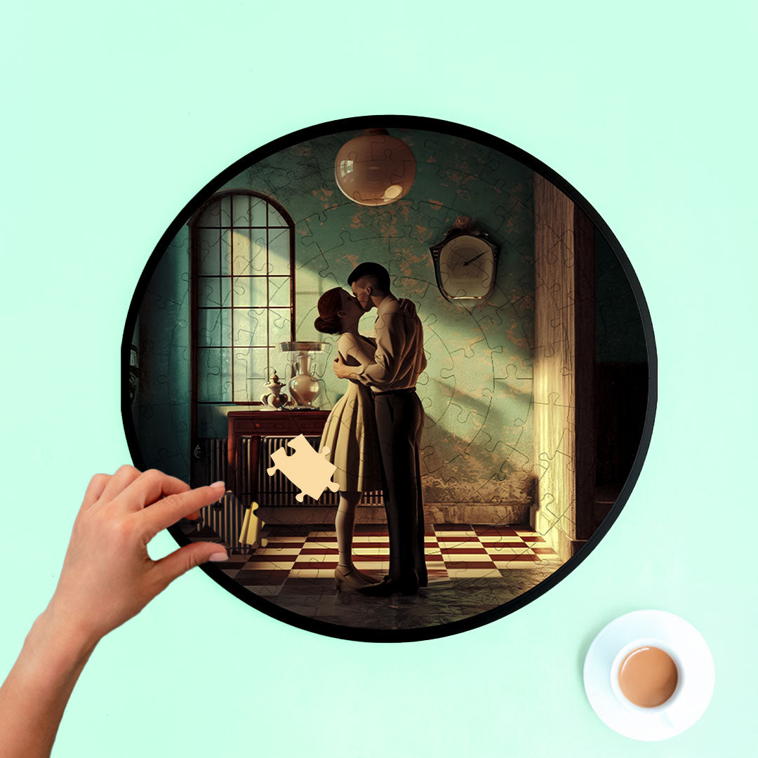 Jurojin Junction Circular Frame Jigsaw Puzzle for Couples  | Couple Puzzles | 160 Piece Circular Jigsaw Puzzle for Adults & Kids above 15+ Years | Puzzle Games for Couples