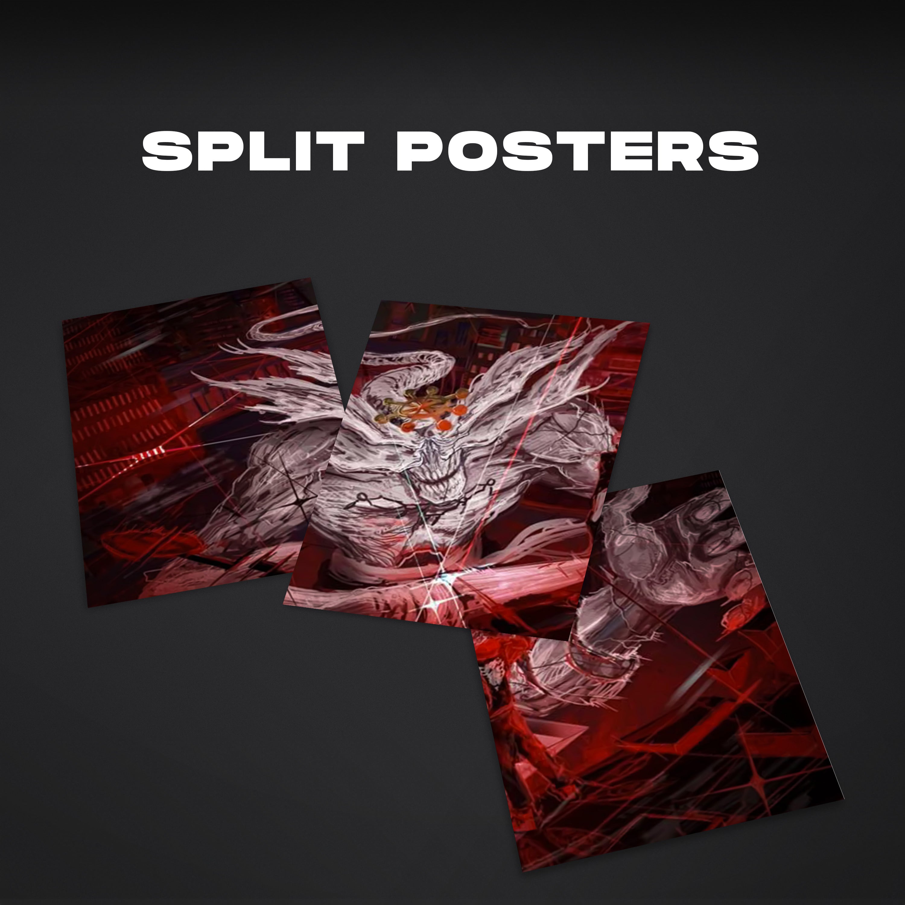 Jujutsu Kaisen Sukuna | Split Wall Poster | Dark Anime Canvas Art