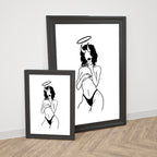 Angel & Demon – Bold Feminine Line Art Poster | Sexy Minimalist Wall Art