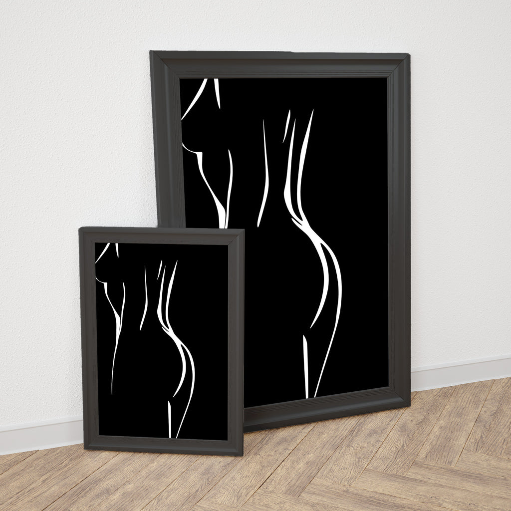 Minimalist Nude Line Art Poster – Black & White| Sketch Line Painting | Simple Abstract Art