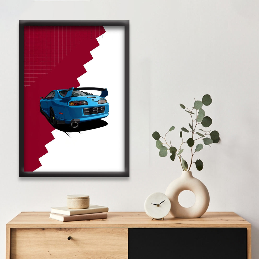 Toyota Supra | Car Framed Poster | Toyota Supra Framed Posters (Black Framed, Classic car)