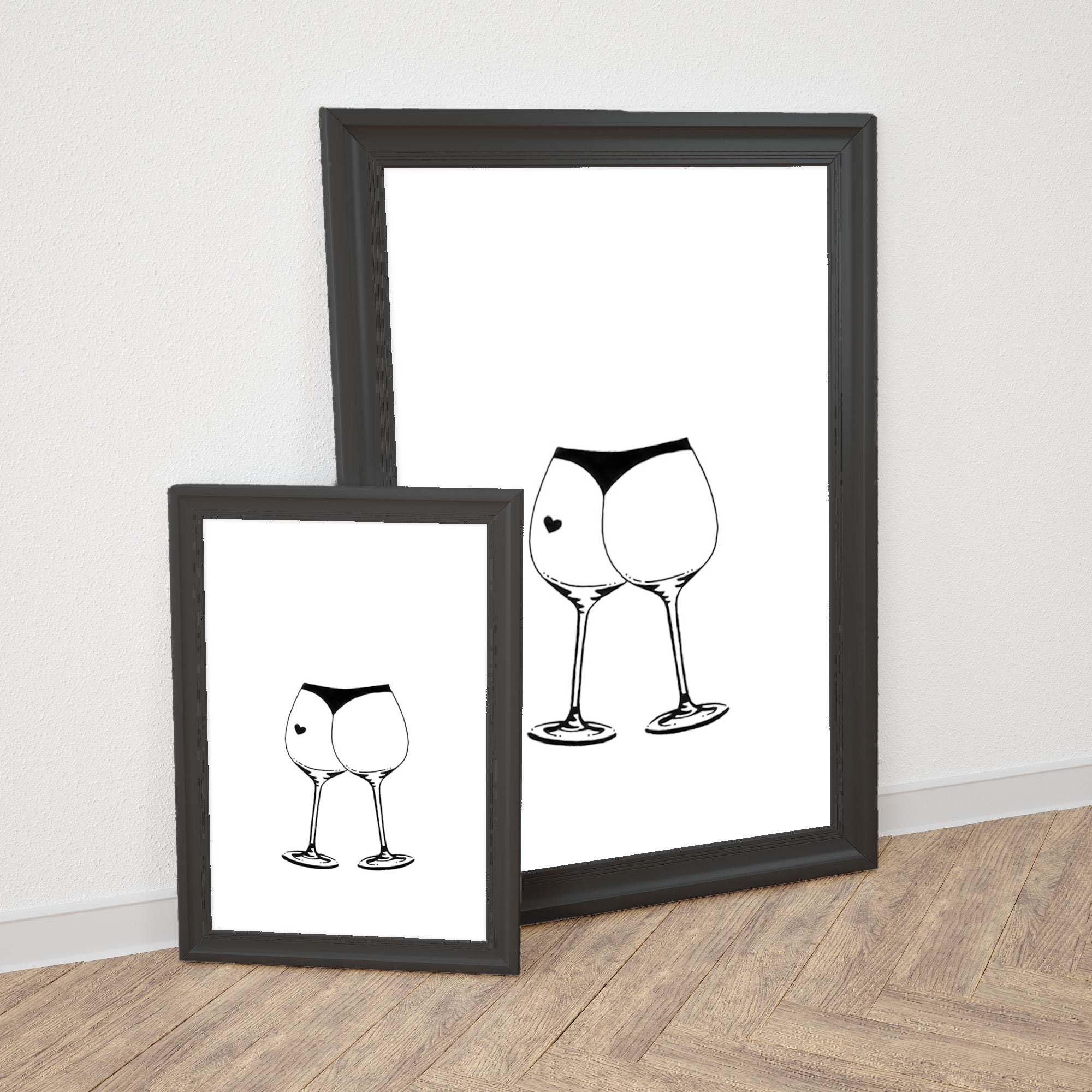 Cheers to Curves – Bold Black & White Wine-Inspired Poster