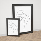 Lovers in Line – Modern Black & White Romantic Print