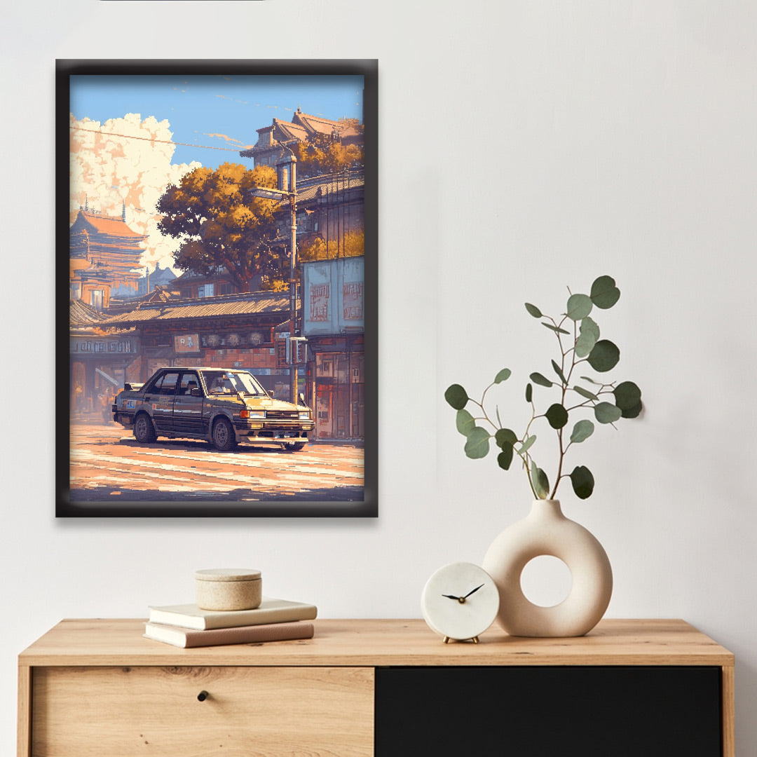 Toyota AE70 JDM Poster | Classic Japanese Car Wall Art | Vintage Street Scene