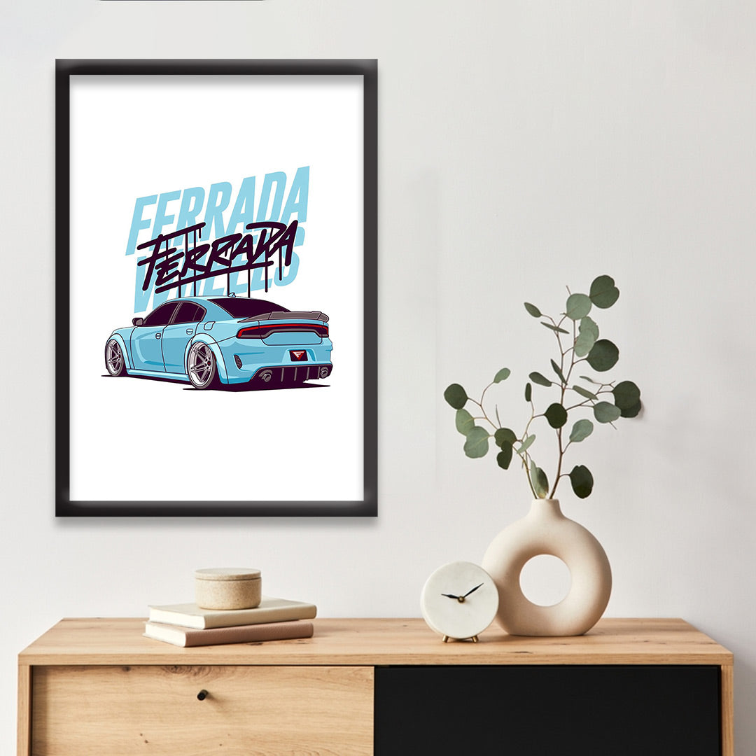 Ferrada Blue Dodge Charger Poster – JDM Car Wall Art | Dekorama Framed Wall Art |  Cars Framed Posters