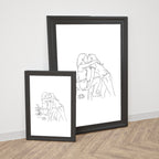 Tender Moment – Minimal Couple Illustration for Home Decor | Black & White Intimate Line
