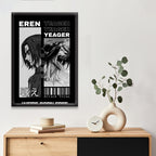 Eren Yeager X Titan | Attack On Titan Framed Poster | Anime Framed Posters - Matt Black Frame ( Black Framed, Eren Titan Art)