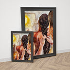 Couple in Love | Hand-Braided Hair Watercolor Poster | Intimate Moment Art