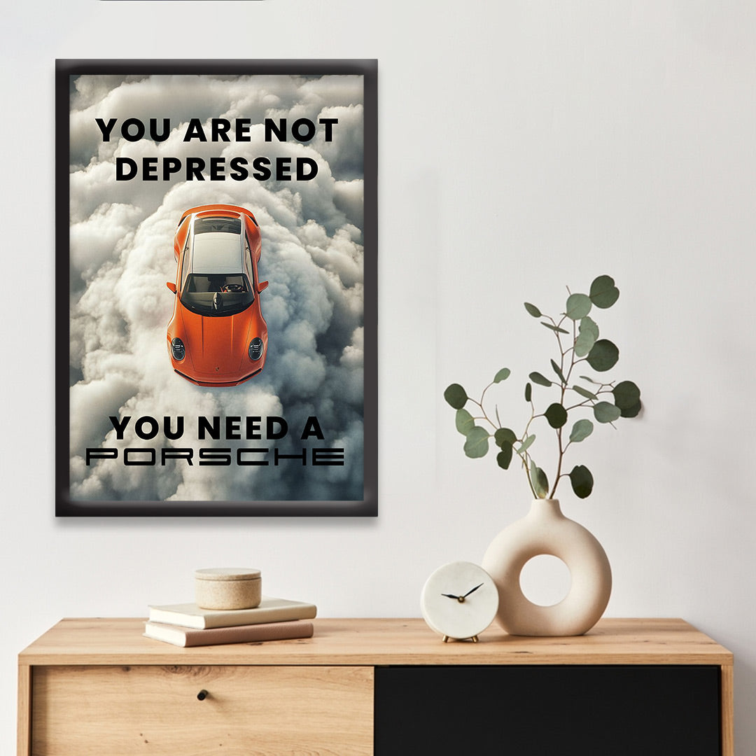 Porsche | Quote Car Framed Poster | Porsche 911 Framed Posters - Matt Black Frame (Black Framed, GTR Skyline)