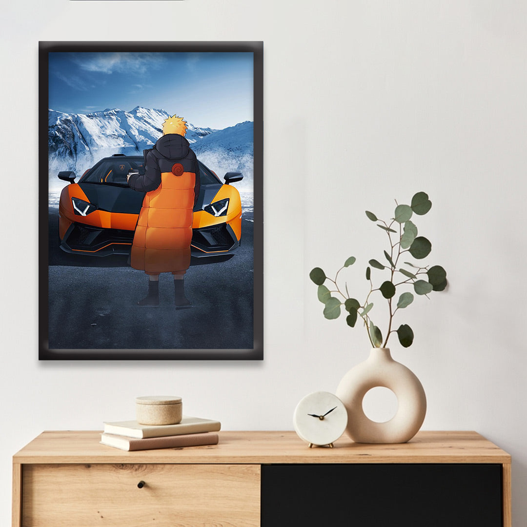 Naruto X Lamborgini | Dekorama Framed Wall Art | Anime Wall Frames | Naruto Poster