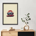 Datsun 240Z (Fairlady Z) Poster | Minimalist JDM Car | Wall Art with Mount Fuji & Pagoda Background