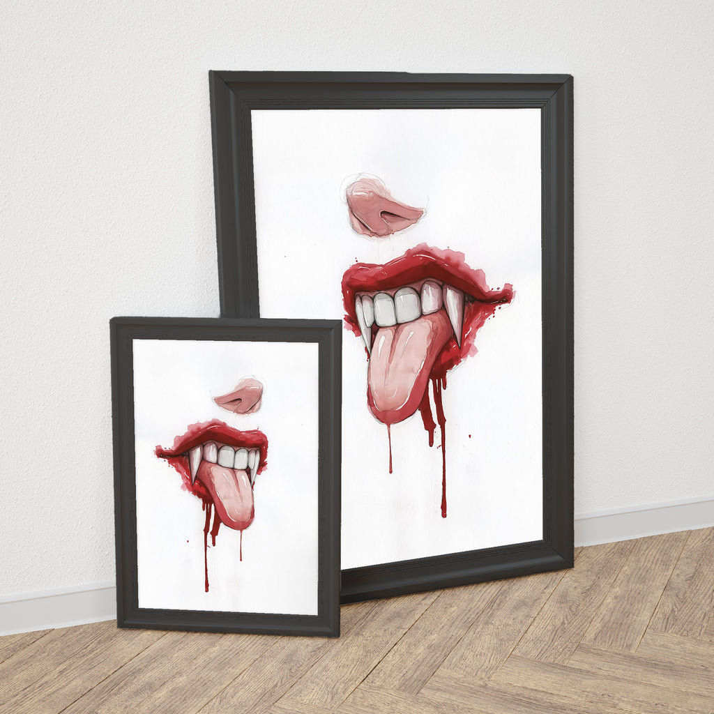 Savage Expression – Vampire Tongue Art Poster | Gothic Mouth Illustration