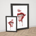 Savage Expression – Vampire Tongue Art Poster | Gothic Mouth Illustration