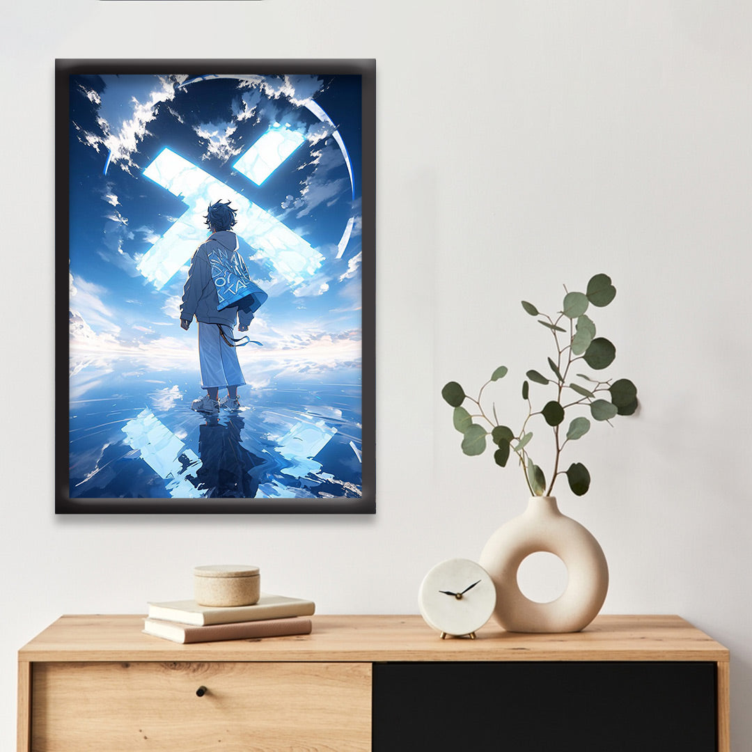 Dreamwalker Anime Poster – Surreal Sky Reflection | Dekorama Framed Wall Art | Anime Wall Frames & Posters